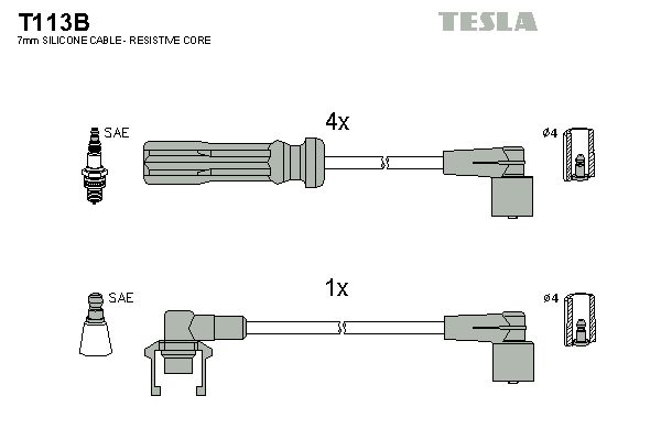 TESLA Комплект проводов зажигания T113B