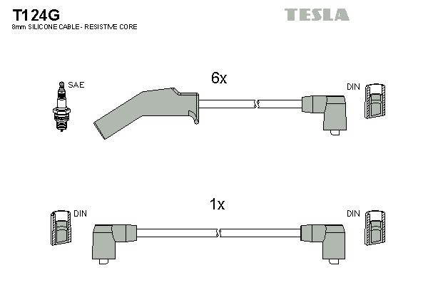 TESLA Комплект проводов зажигания T124G