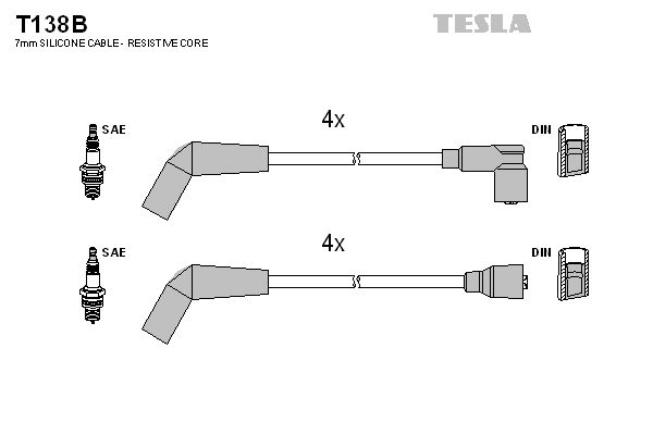 TESLA Комплект проводов зажигания T138B