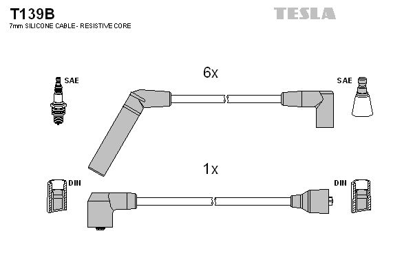 TESLA Комплект проводов зажигания T139B