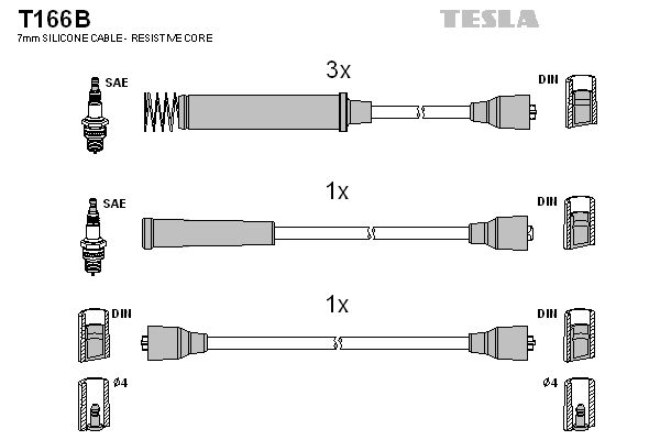 TESLA Комплект проводов зажигания T166B