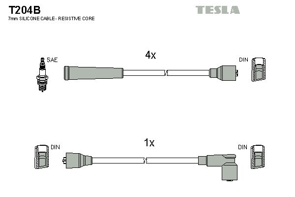 TESLA Комплект проводов зажигания T204B