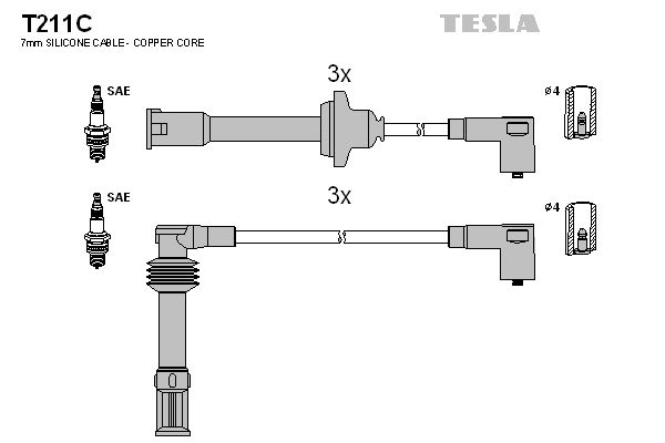 TESLA Комплект проводов зажигания T211C