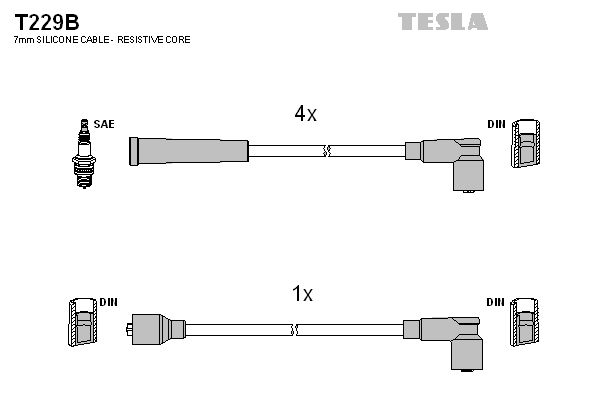 TESLA Комплект проводов зажигания T229B