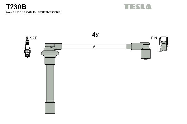TESLA Комплект проводов зажигания T230B