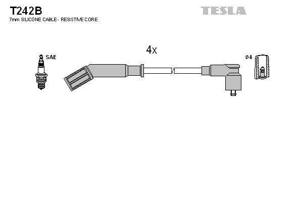 TESLA Комплект проводов зажигания T242B