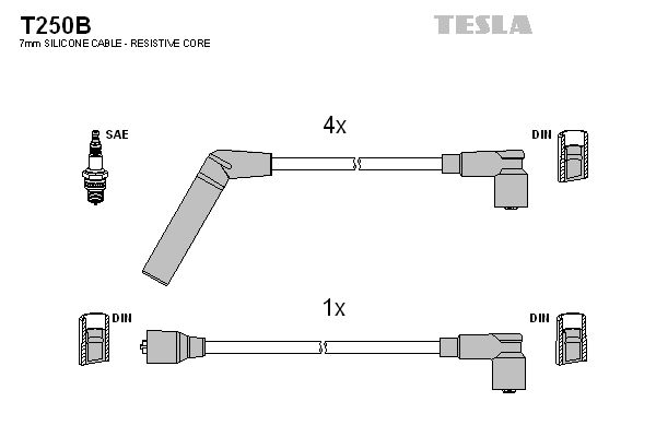 TESLA Комплект проводов зажигания T250B