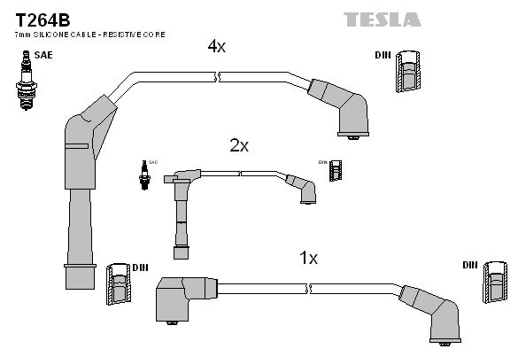 TESLA Комплект проводов зажигания T264B