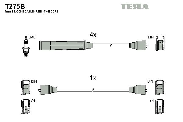 TESLA Комплект проводов зажигания T275B