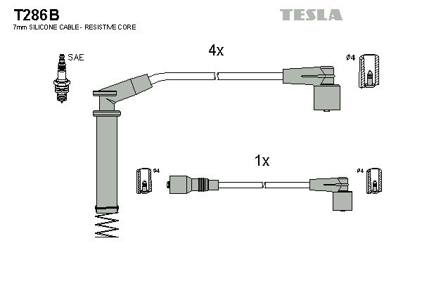 TESLA Комплект проводов зажигания T286B