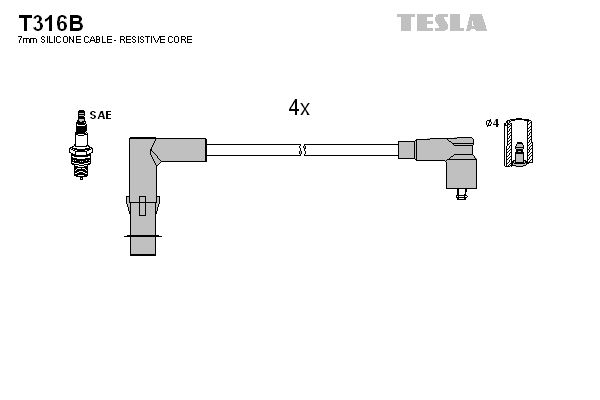 TESLA Комплект проводов зажигания T316B