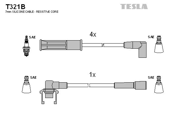 TESLA Комплект проводов зажигания T321B