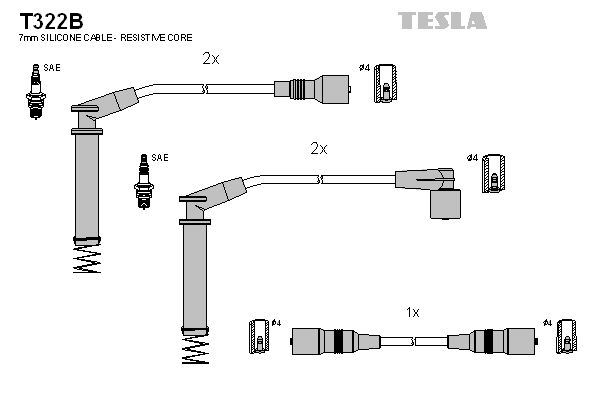 TESLA Комплект проводов зажигания T322B