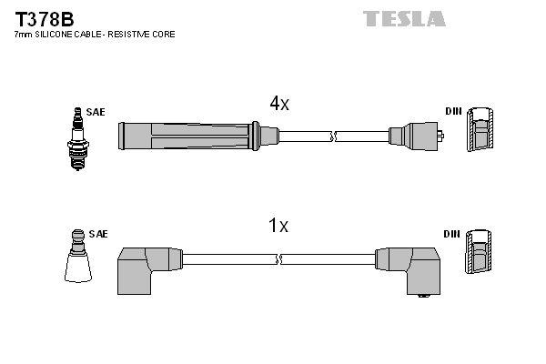 TESLA Комплект проводов зажигания T378B