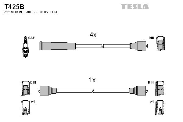TESLA Комплект проводов зажигания T425B