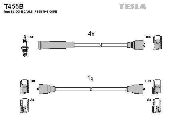 TESLA Комплект проводов зажигания T455B