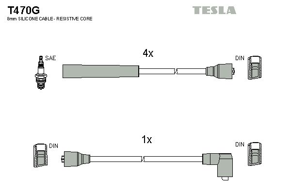 TESLA Комплект проводов зажигания T470G