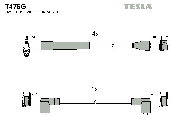 TESLA Комплект проводов зажигания T476G
