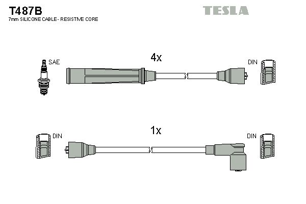TESLA Комплект проводов зажигания T487B