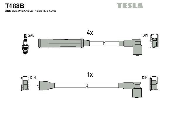 TESLA Комплект проводов зажигания T488B