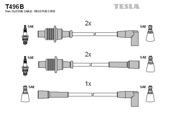 TESLA Комплект проводов зажигания T496B
