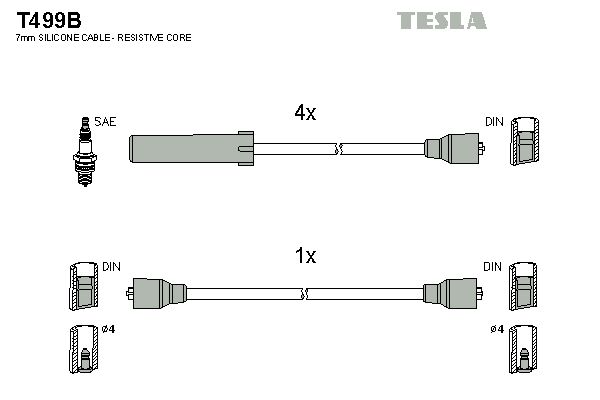 TESLA Комплект проводов зажигания T499B