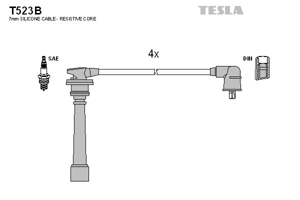 TESLA Комплект проводов зажигания T523B