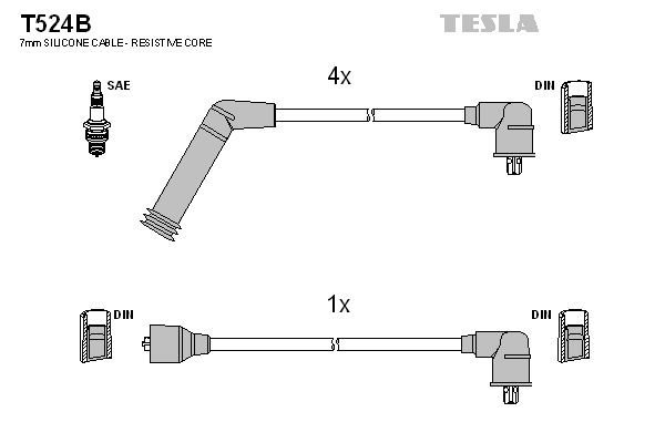 TESLA Комплект проводов зажигания T524B