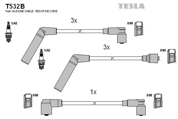 TESLA Комплект проводов зажигания T532B