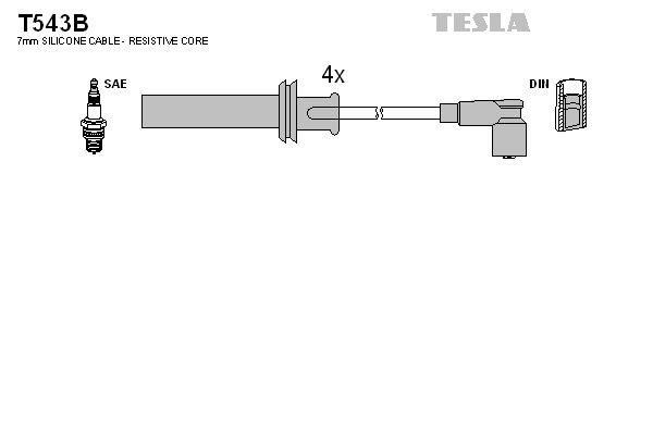 TESLA Комплект проводов зажигания T543B