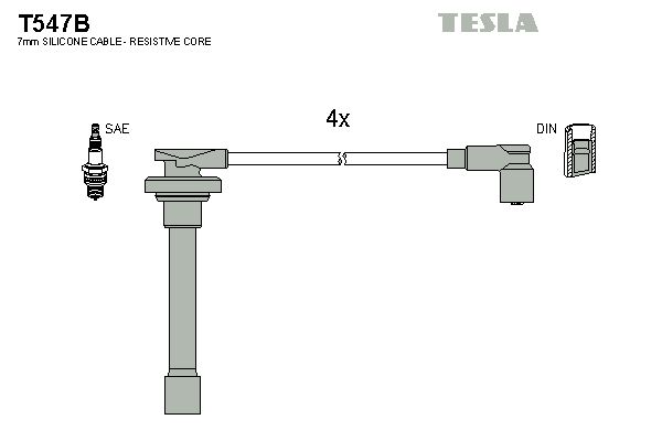 TESLA Комплект проводов зажигания T547B