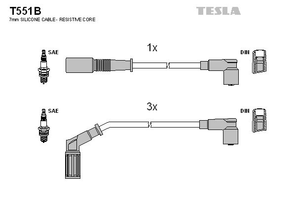 TESLA Комплект проводов зажигания T551B