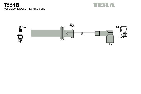 TESLA Комплект проводов зажигания T554B