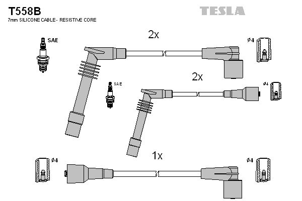 TESLA Комплект проводов зажигания T558B