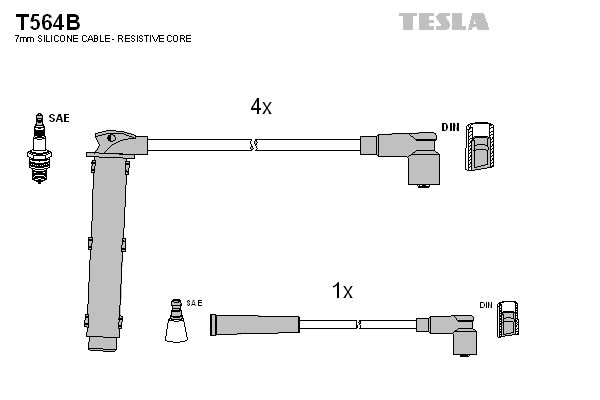 TESLA Комплект проводов зажигания T564B