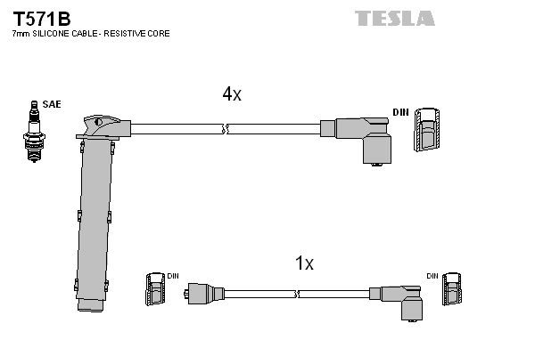 TESLA Комплект проводов зажигания T571B