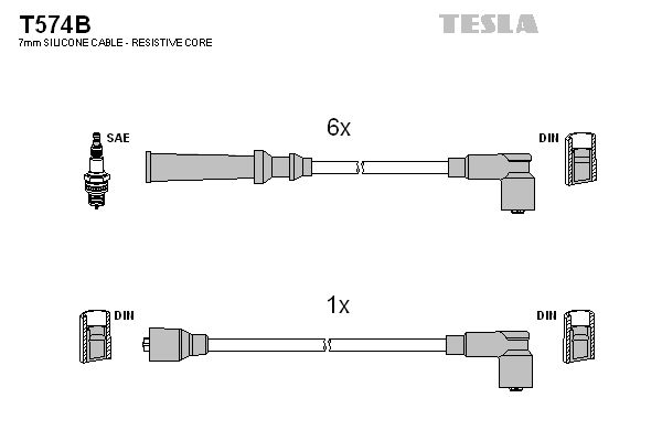 TESLA Комплект проводов зажигания T574B