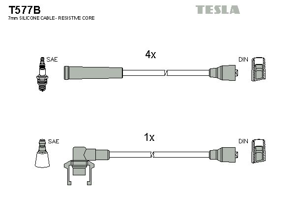 TESLA Комплект проводов зажигания T577B