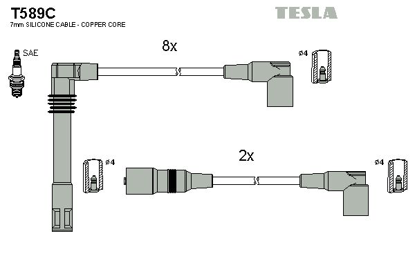 TESLA Комплект проводов зажигания T589C