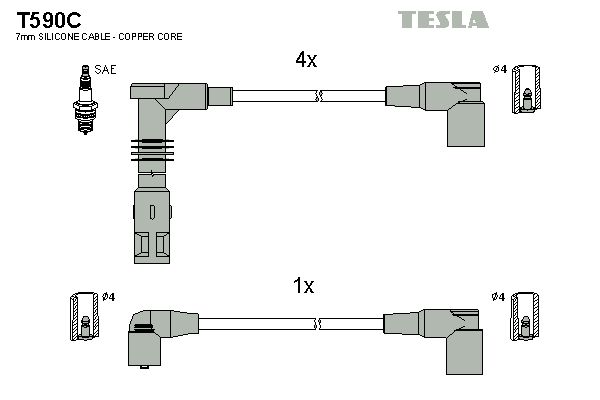 TESLA Комплект проводов зажигания T590C