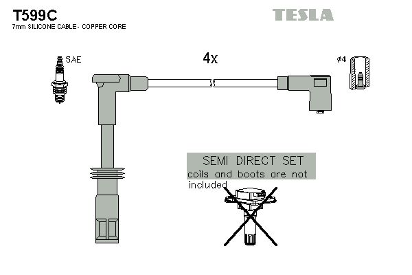 TESLA Комплект проводов зажигания T599C