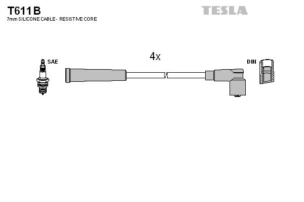 TESLA Комплект проводов зажигания T611B