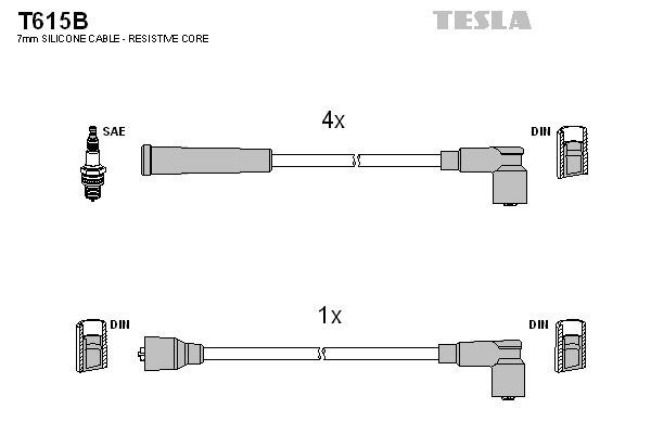 TESLA Комплект проводов зажигания T615B