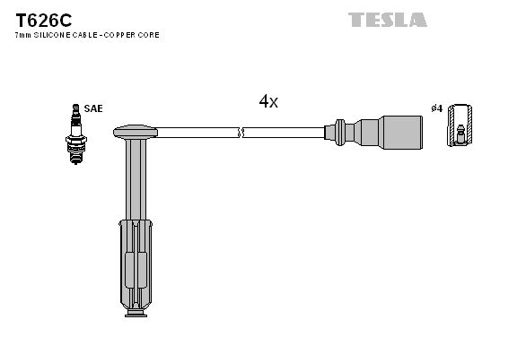 TESLA Комплект проводов зажигания T626C