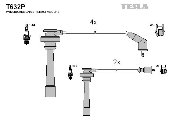 TESLA Комплект проводов зажигания T632P