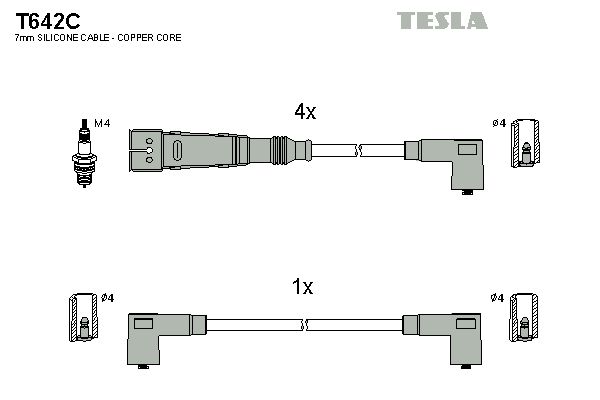 TESLA Комплект проводов зажигания T642C
