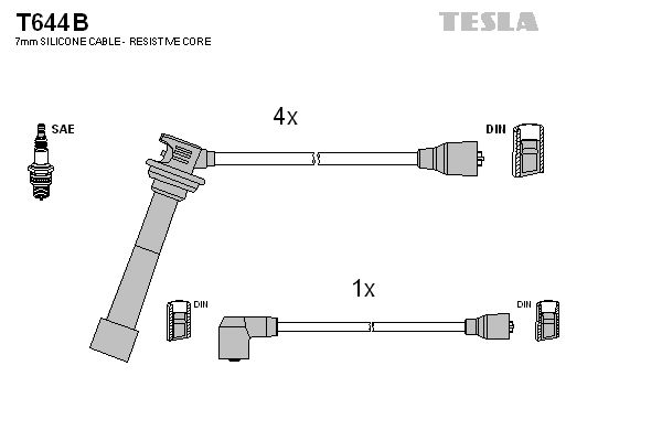 TESLA Комплект проводов зажигания T644B
