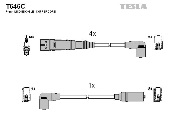TESLA Комплект проводов зажигания T646C