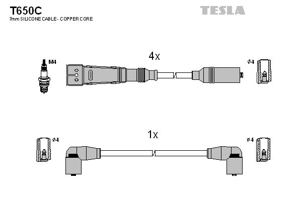 TESLA Комплект проводов зажигания T650C