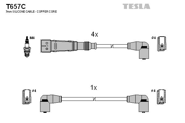 TESLA Комплект проводов зажигания T657C